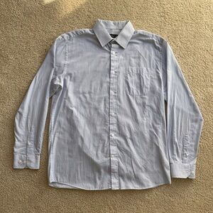 15.5” 39-40 cm Regular Fit Light White Blue Striped Men's Dress Shirt